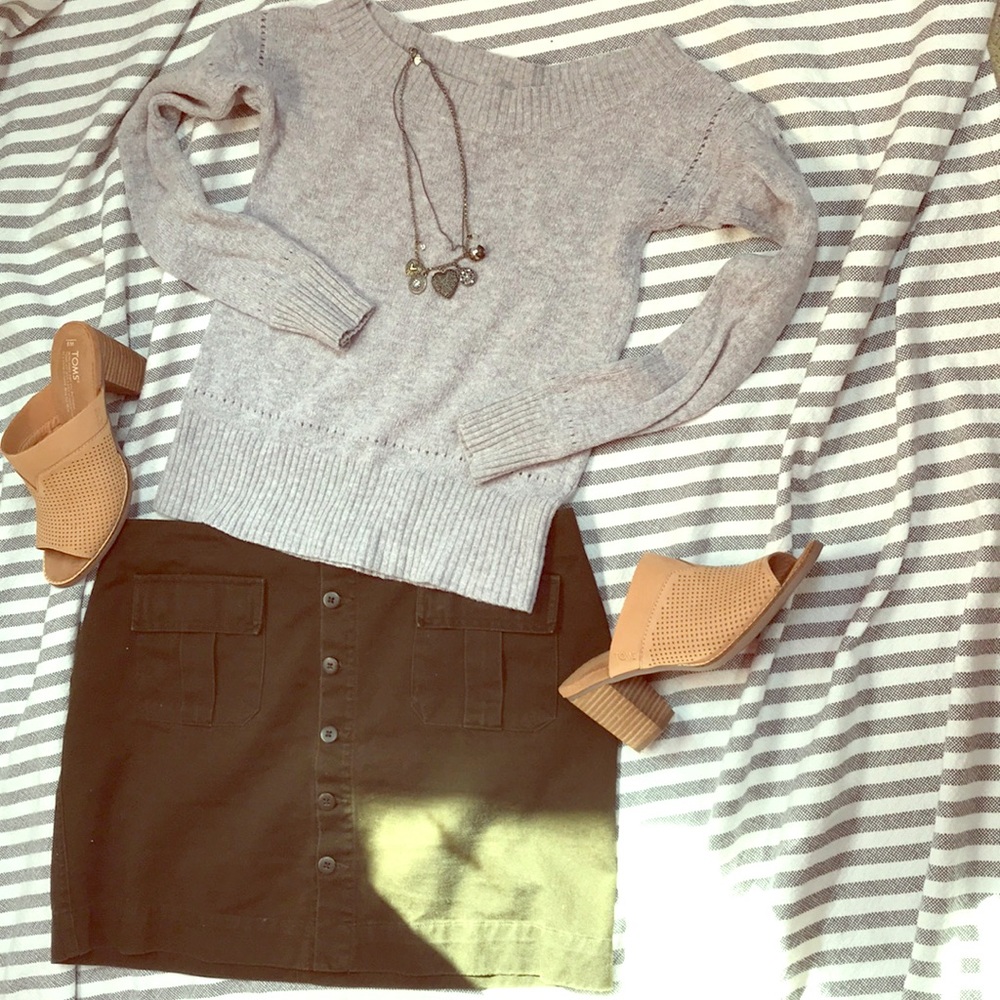 Army green button down miniskirt 90s